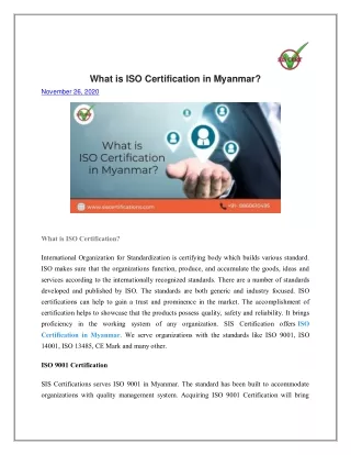 What is ISO Certification in Myanmar