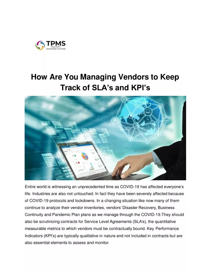 how are you managing vendors to keep track of sla s and kpi s