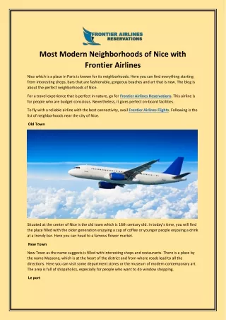 Most Modern Neighborhoods of Nice with Frontier Airlines