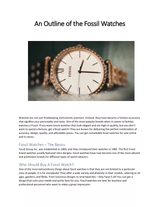an outline of the fossil watches an outline
