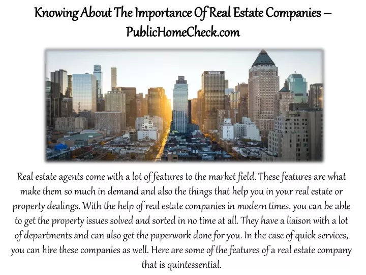 knowing about the importance of real estate