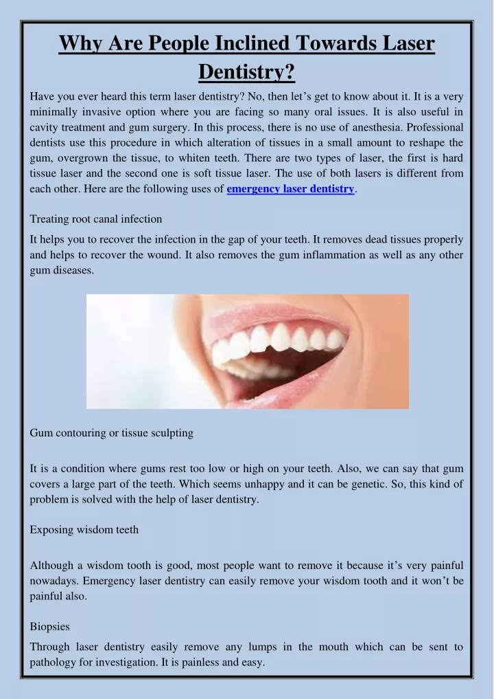 why are people inclined towards laser dentistry