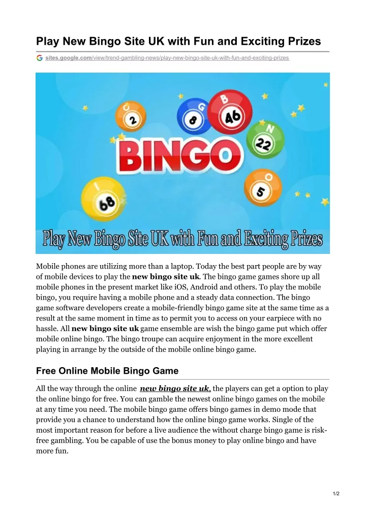play new bingo site uk with fun and exciting