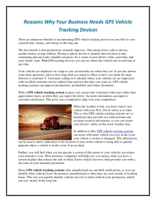 Reasons Why Your Business Needs GPS Vehicle Tracking Devices