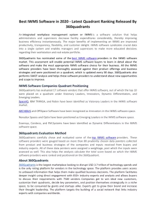 best iwms software in 2020 latest quadrant