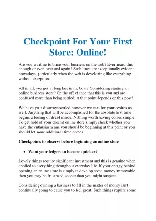 checkpoint for your first store online