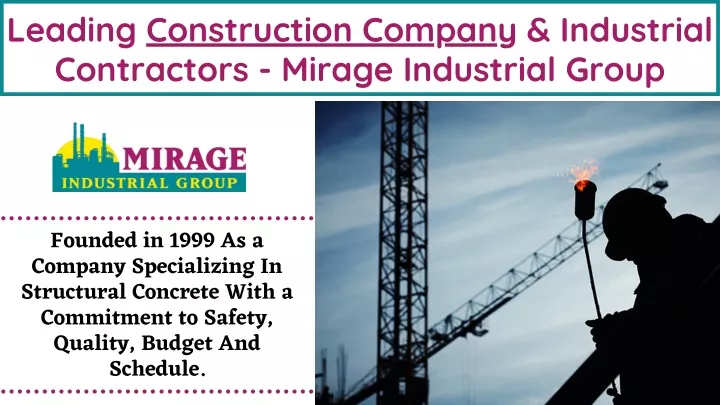 leading construction company industrial