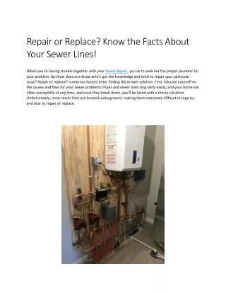 Repair or Replace? Know the Facts About Your Sewer Lines!