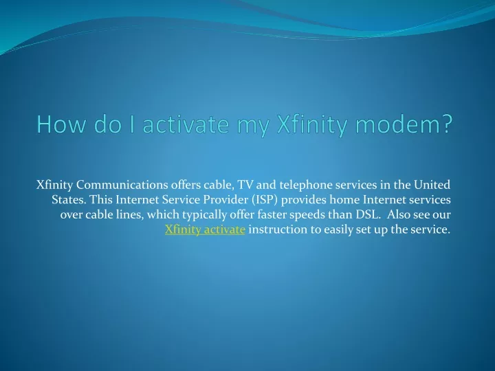 how do i activate my xfinity modem