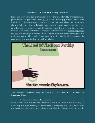 the need of the hour fertility insurance