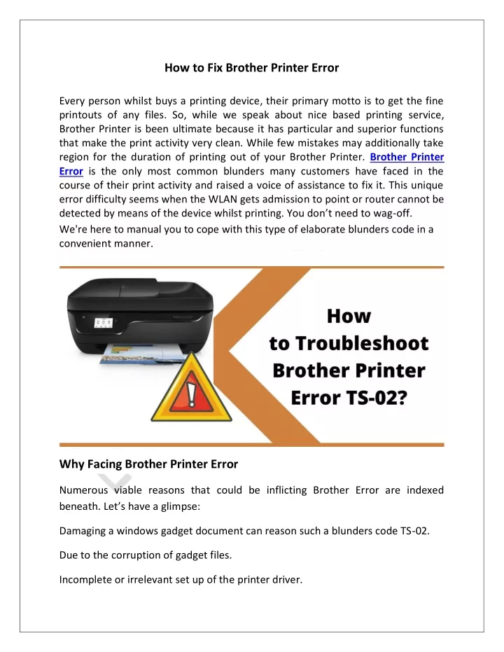 how to fix brother printer error