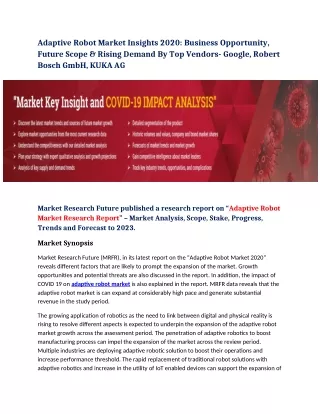 adaptive robot market insights 2020 business