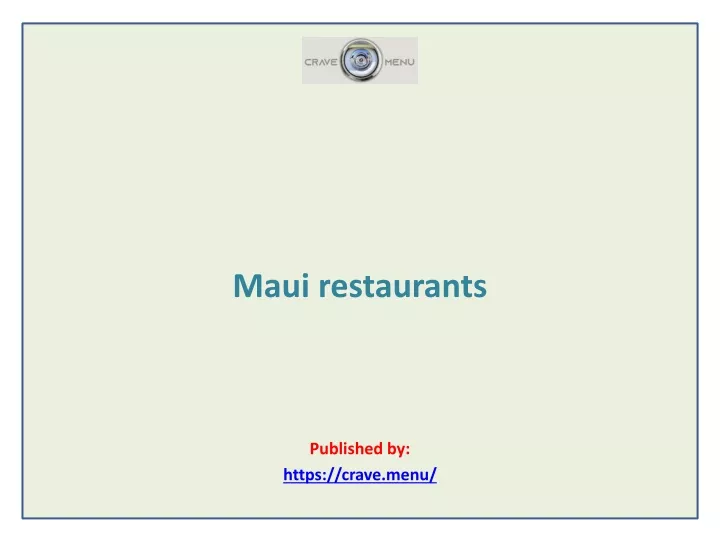 maui restaurants published by https crave menu