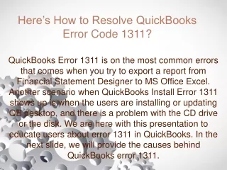 Here’s How to Resolve QuickBooks Error Code 1311?