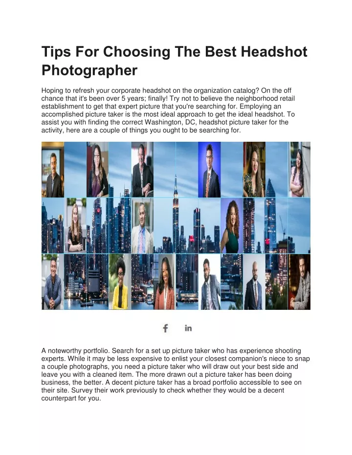 tips for choosing the best headshot photographer