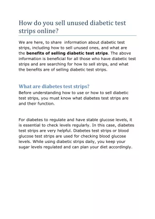 How do you sell unused diabetic test strips online?