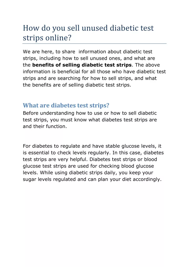 how do you sell unused diabetic test strips online