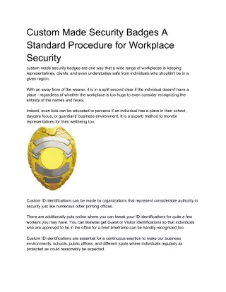custom made security badges a standard procedure