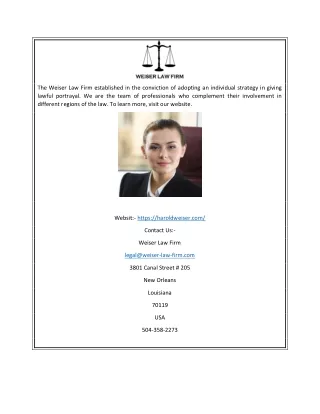 the weiser law firm established in the conviction