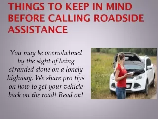 Things to Keep in Mind before Calling Roadside Assistance