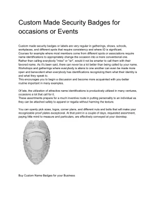 custom made security badges for occasions