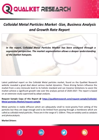 colloidal metal particles market size business