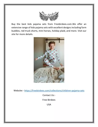 buy the best kids pajama sets from freebirdees