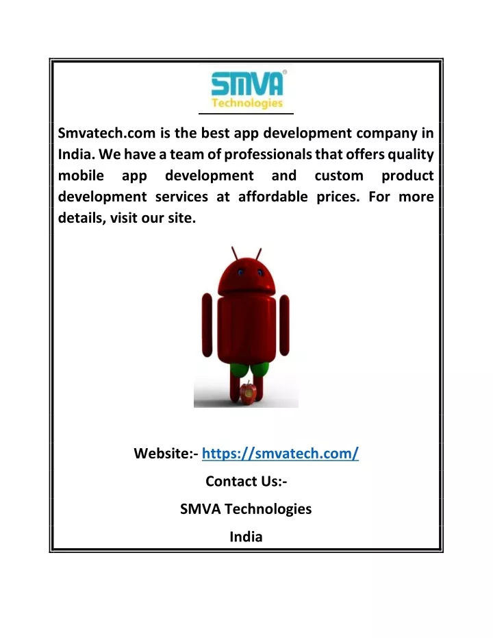 smvatech com is the best app development company