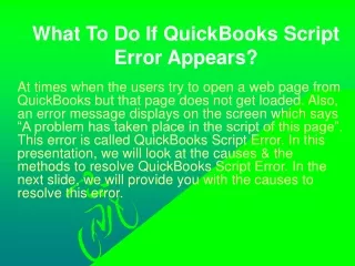 What To Do If QuickBooks Script Error Appears?