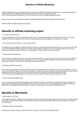 Benefits of Associate Advertising And Marketing