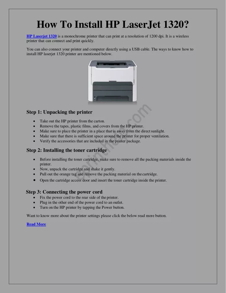 how to install hp laserjet 1320