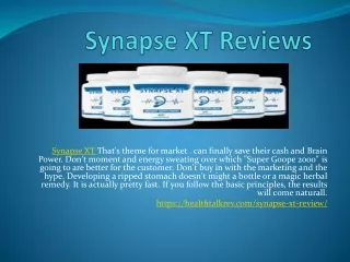 Synapse XT - How Does It Work For Mind Power