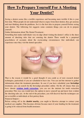 how to prepare yourself for a meeting your dentist