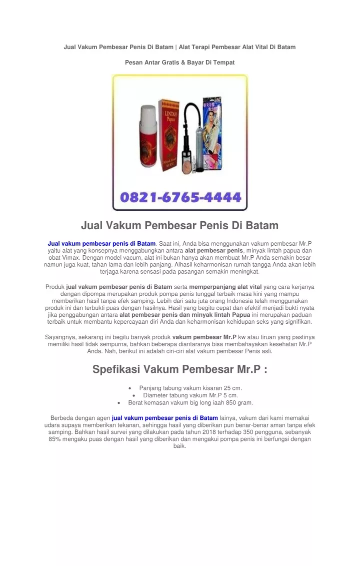 jual vakum pembesar penis di batam alat terapi