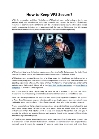 how to keep vps secure