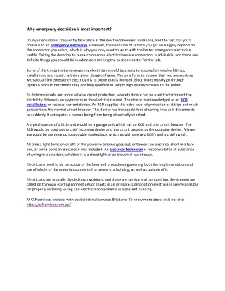 why emergency electrician is most important