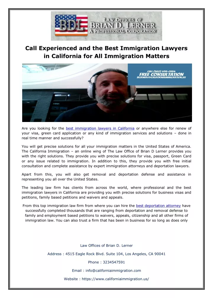 call experienced and the best immigration lawyers