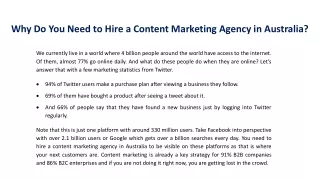 why do you need to hire a content marketing agency in australia