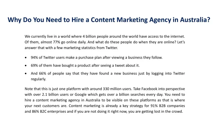 why do you need to hire a content marketing agency in australia