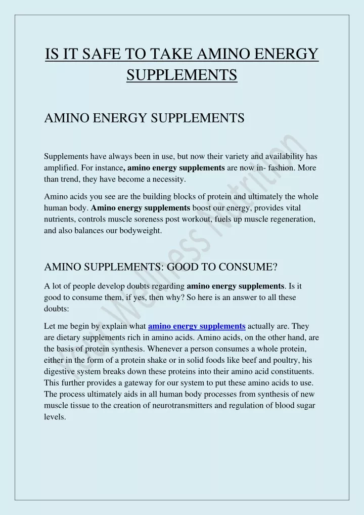 is it safe to take amino energy supplements