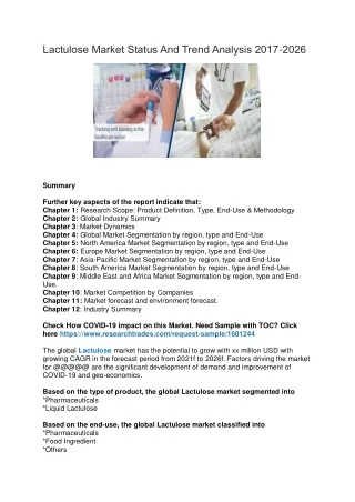 lactulose market status and trend analysis 2017