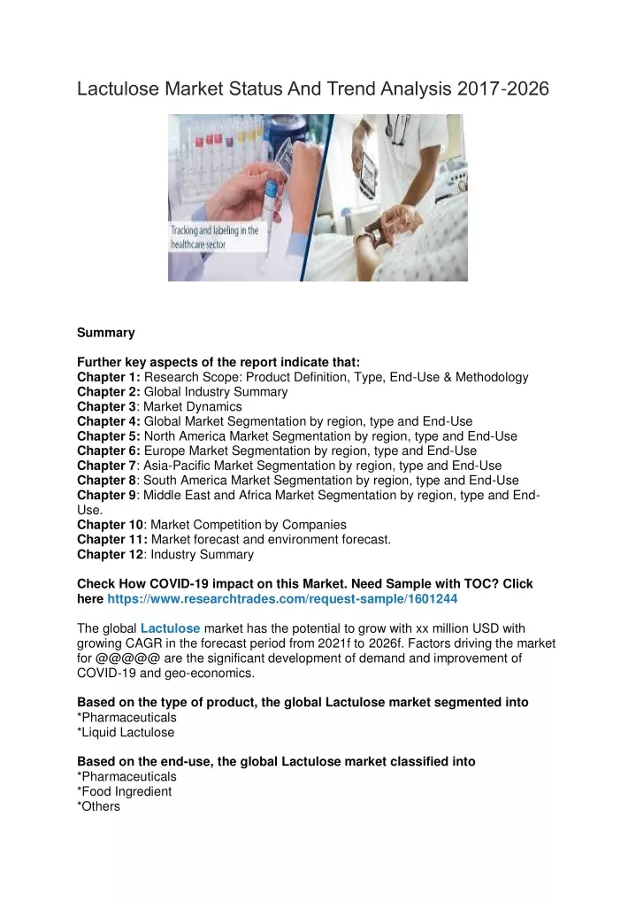 lactulose market status and trend analysis 2017