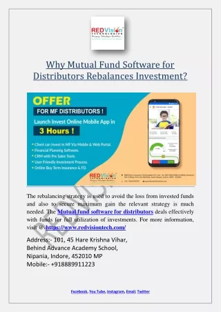 why mutual fund software for distributors