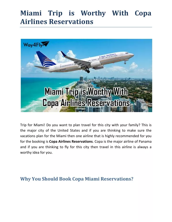 miami trip is worthy with copa airlines