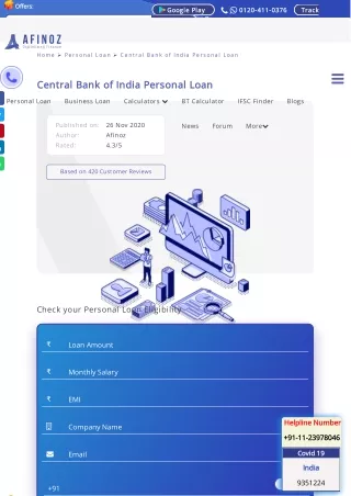 Apply Central Bank of India Personal Loan | Lowest Interest Rate @11.30%*