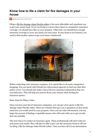 Know how to file a claim for fire damages in your house