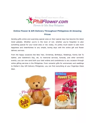 Amazing Prices of Online Gifts Philippines