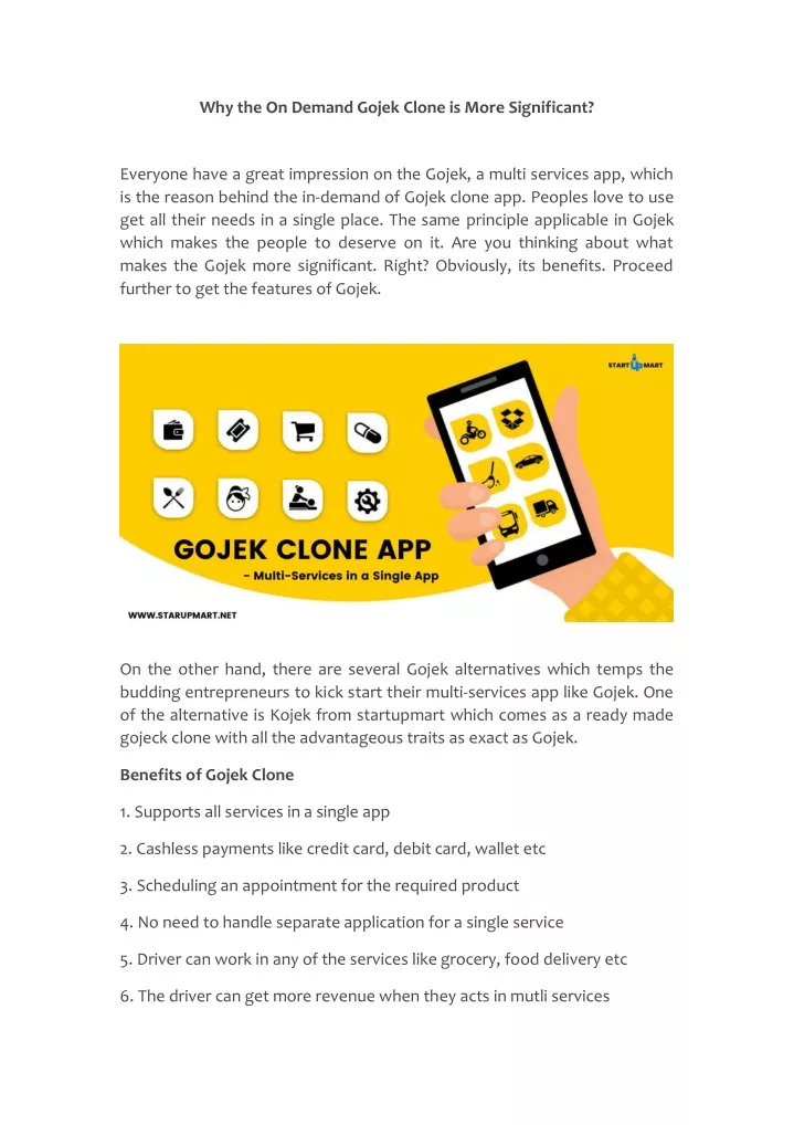 why the on demand gojek clone is more significant
