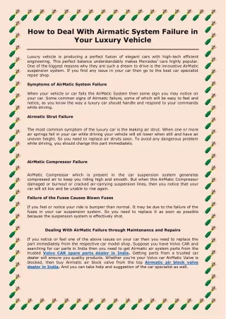 how to deal with airmatic system failure in your