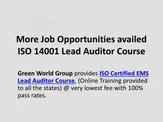 more job opportunities availed iso 14001 lead auditor course